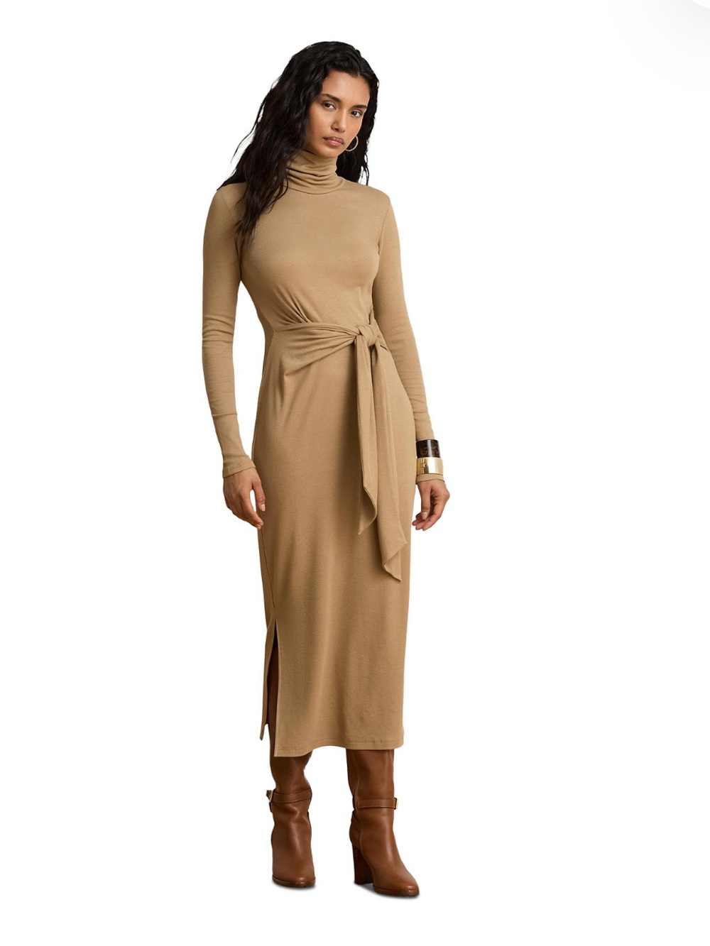 Polo by Ralph Lauren Camel Tie-Waist turtle neck dress 🥪
